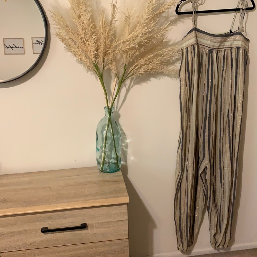 Free People Striped Harmen Lurex Jumpsuit L